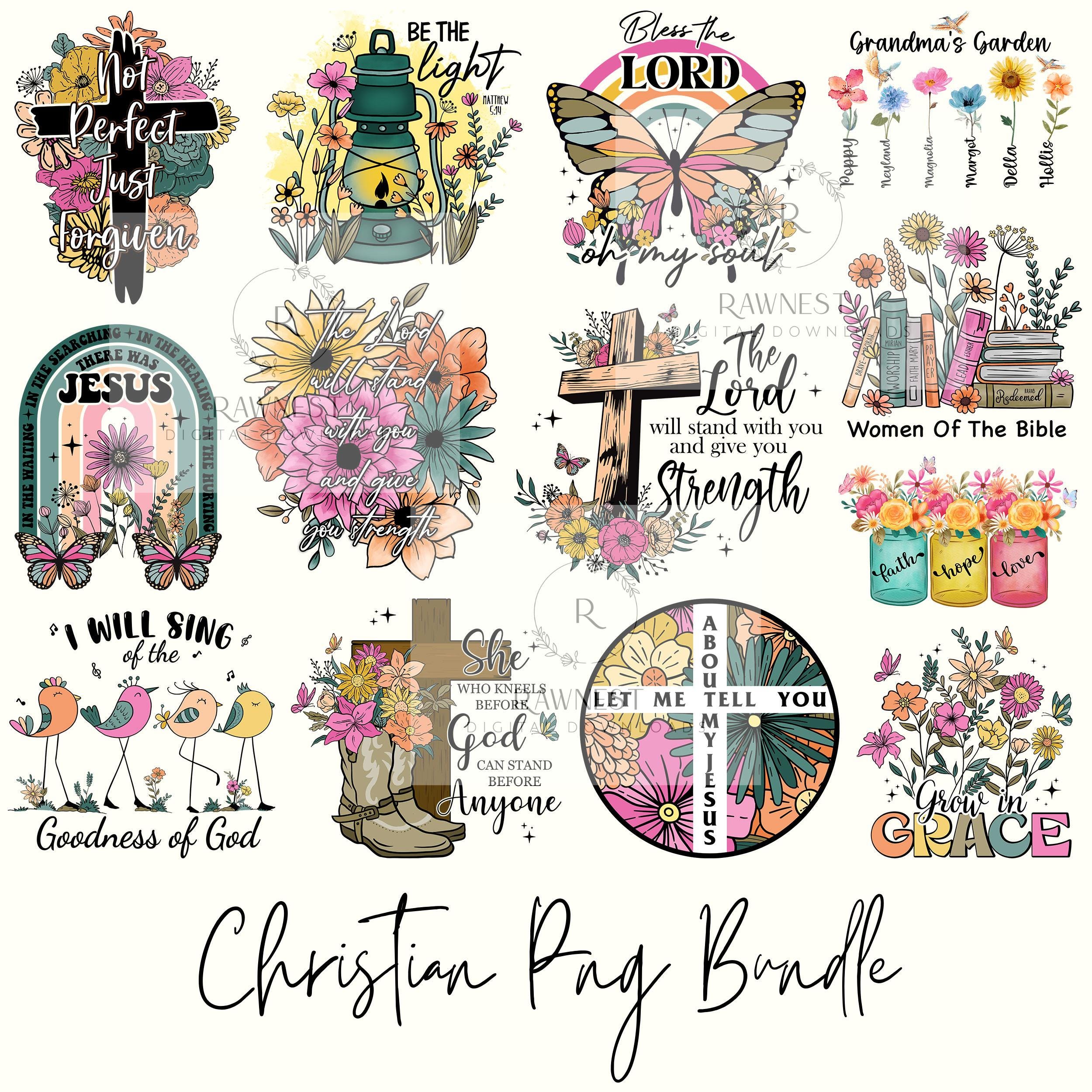 Christian PNG Bundle, Bible Verse Clipart, Floral Faith Sublimation ...