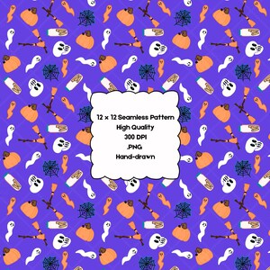 Halloween theme PNG, instant download, digital download, ghost pattern, skull pattern, pumpkin pattern, Halloween festive repeating pattern