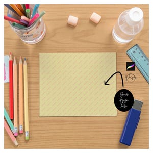 Editable Paper Mockup for Procreate | School Desk Flat Lay | Scrapbook Paper | Art display Mockup | Kids Stationary Mockup