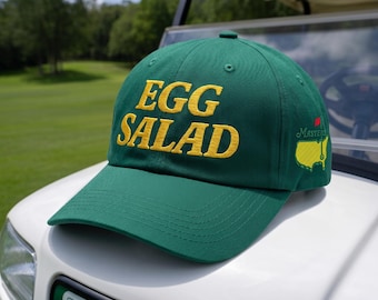 Egg Salad Hat Masters Golf Embroidered Dad Hat Augusta Style Cap Retro Yellow Moss Vintage Golf Baseball Cap Funny Golf Gift