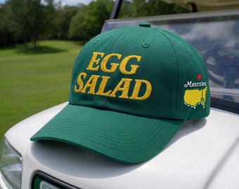Egg Salad Hat Masters Golf Embroidered Dad Hat Augusta Style Cap Retro Yellow Moss Vintage Golf Baseball Cap Funny Golf Gift