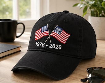 America 250th Anniversary Embroidered Hat, USA 250th Birthday Cap 1776-2026, Patriotic Vintage Distressed Hat, Independence Day Gift