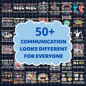 50+ Communication Looks Different For Everyone png bundle, Speech Therapy png, Speech Pathologist png, Slp png, Speechie SLPA png