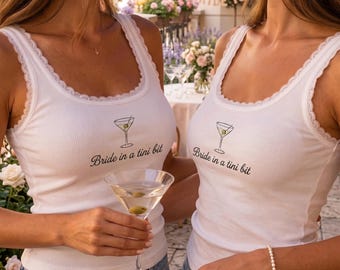 Broderat linne med spetsmotiv, möhippa-strandlinne, brud-martintopp, brudfest-semestertröja, anpassat linne med Mrs.