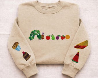 Eat The Rich Embroidered Sweatshirt, Funny Caterpillar Embroidery Shirt, Activist Crewneck, Bookish Humor Sweatshirt, Funny Protest Shirt
