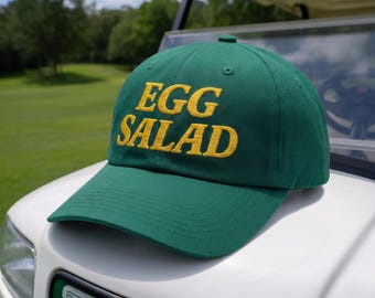 Egg Salad Hat Masters Golf Embroidered Dad Hat Augusta Style Cap Retro Yellow Moss Vintage Golf Baseball Cap Funny Golf Gift
