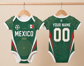 Custom Baby Name Mexico Soccer Jersey Personalized Mexico Newborn Name And Numer Football Romper Bodysuit