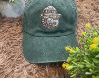 Resist Bear Embroidered Hat, National Park Bear Cap, Resist FDT Dad Hat, Bear National Parks Support Hat, Protect National Parks Hat