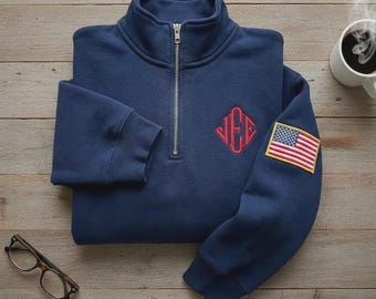 Geborduurd J.E.E. Epstein-sweater met kwartrits, virale meme Jeffrey JEE monogram unisex trui, Jeffrey Epstein-borduurwerkmerchandise