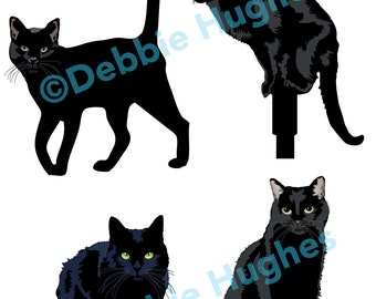 Black Cats, SVG, ai, png, pdf, eps, jpg, Download, Digital image, clipart, cats, animals