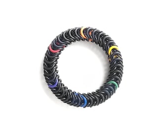 Black & Rainbow Stretch Bracelet