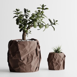 Modern Crumpled Planter Pot | 3D Printed Unique Home Decor |