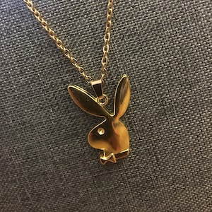 Vintage-Retro Style Gold Tone Playboy Bunny Rabbit Pendant Charm Jewelry Chain