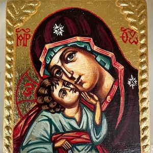 Virgin Mother & Child Holyart Icon Hand Painted by Artist Valentina Atanasova