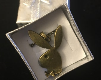 Vintage-Retro Style Playboy Bunny Pendant Rabbit Charm Necklace Chain (16”, 18”, and 20” length options)