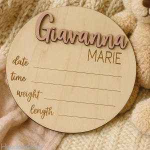 Personalized Baby Birth Announcement Sign Wooden Baby Announcement Sign Hospital Footprint Sign Footprint ready, baby name sign birth