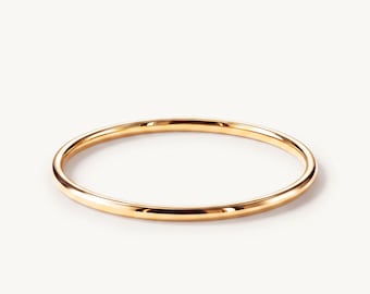 Fede nuziale sottile in oro massiccio, anello impilabile delicato da 1 mm, regalo di anniversario