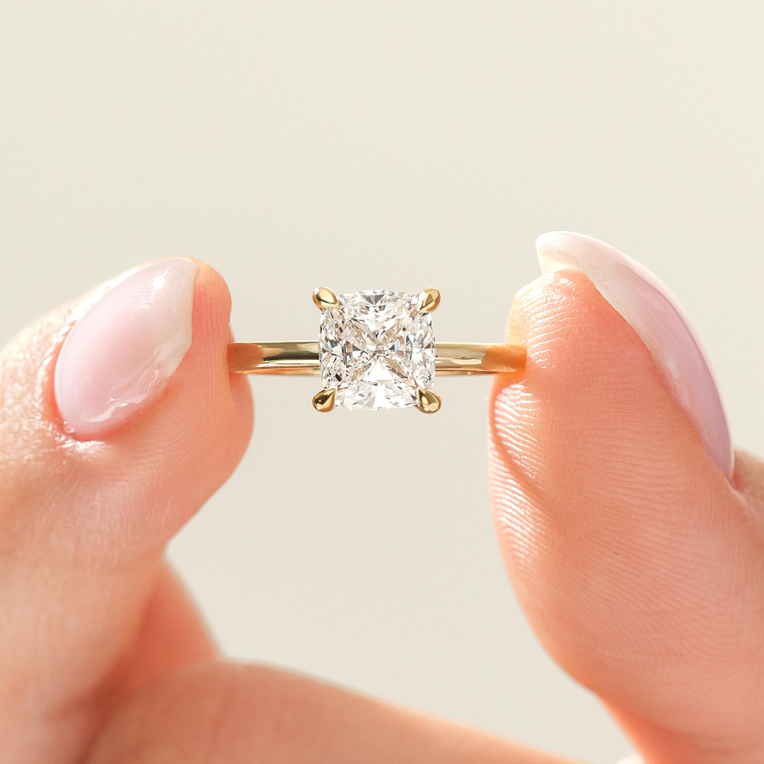 Cushion Cut Moissanite Engagement Ring: 14k Solid Gold Solitaire - Etsy