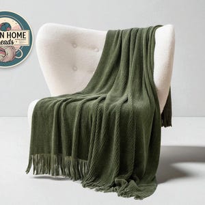 Soft Knit Throw Blanket | Cozy Plaid Bed Cover | Tassel Living Room Accent | Decorative Couch Layer | Bedroom Lounge Decor