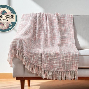 Knit Throw Blanket with Tassels | Cozy Fall Decor for Sofa |  Multicolor Style Bedspread Cover | Decorative Boho Couch Accent