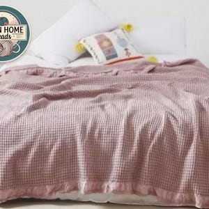 Baumwollstrickdecke | Waffel Textur Tagesdecke | Weicher gekräuselter karierter Bezug | Sommer leichte Bettwäsche | Gemütliches Wohndekor