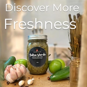 Salsa Verde - Medium Heat Green Mexican Salsa | Tomatillo Jalapeño Sauce | Homemade Gourmet Salsa | Fresh Natural Ingredients