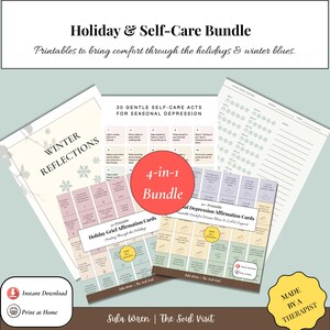 Holiday Grief & Seasonal Depression Healing Bundle | Printable Affirmations, Journal Prompts, and Mood Trackers