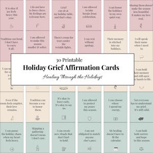 Holiday Grief Affirmation Cards – Printable Healing Deck, Coping Skills, Emotional Support After Loss