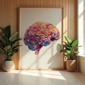 Brain Wall Art | Abstract Medical Art | Psychology Art | Modern Brain Illustration | Digital Brain Art