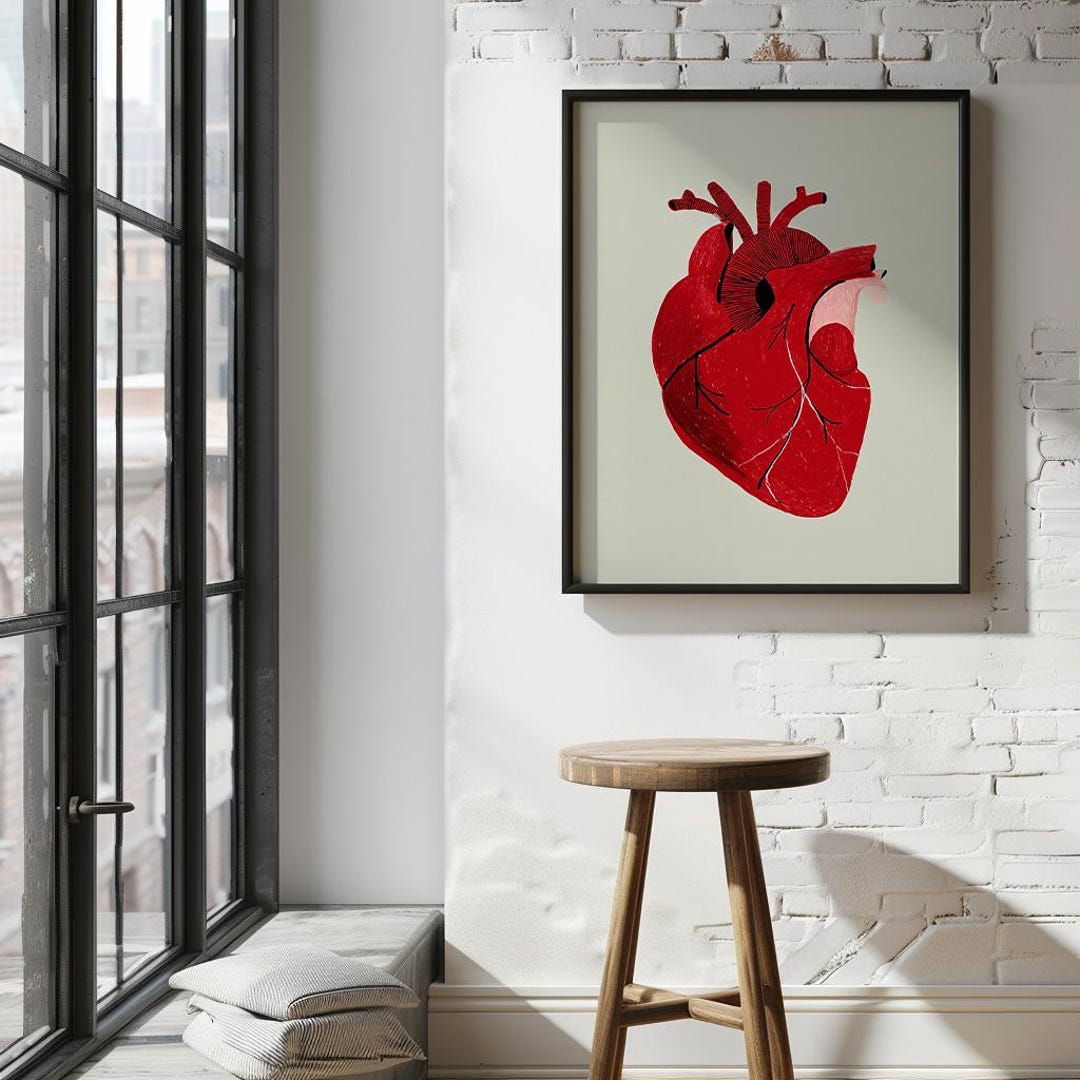 Human Anatomy Heart Art, Anatomical Heart Print, Medical Wall Art ...