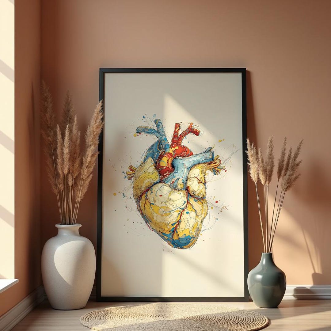 Printable Watercolor Heart Art | Human Anatomy Print | Anatomical Heart ...