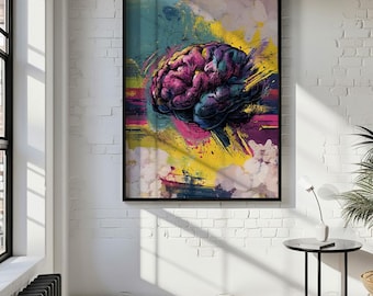 Brain Anatomy Digital Art Poster, Neuroscience Print, Psychology Art Print, Brain Abstract Art, Therapist Office Art, Human Brain Art Print