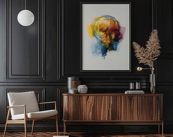 Colorful Human Brain Anatomy Art Print: Medical Neurology Decor, Medical Art, Brain Art, Brain Poster