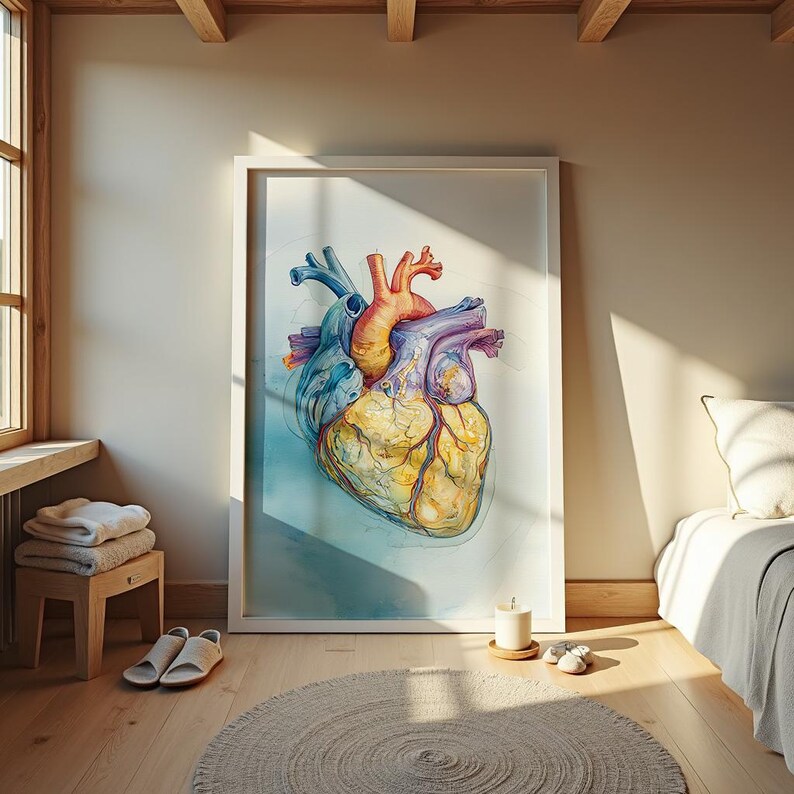Human Heart Anatomy Poster, Cardiology Wall Art, Anatomical Heart Decor ...
