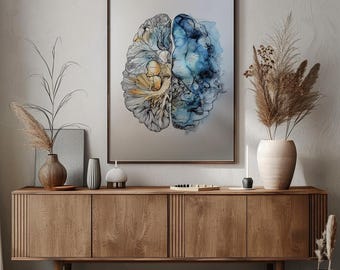 Abstract Brain Art Print, Human Brain Poster, Psychology Wall Art, Neurology Decor, Medical Poster, Neuroscience Gift