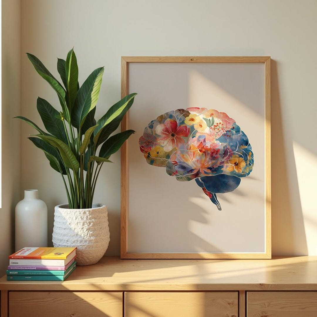 Flower Brain Anatomy Art Print, Abstract Medical Poster, Brain Poster ...
