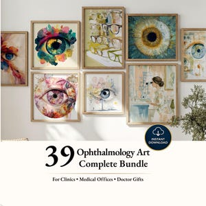 39 Ophthalmology Art Prints Bundle, Colorful Optometry Ophthalmology Decor, Optometry Poster, Eye Anatomy Wall Art, Eye Artwork, Eye Doctor