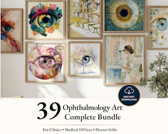 39 Ophthalmology Art Prints Bundle, Colorful Optometry Ophthalmology Decor, Optometry Poster, Eye Anatomy Wall Art, Eye Artwork, Eye Doctor