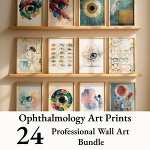 24 Augenheilkunde Art Prints Bundle, bunte Optometrie Augenheilkunde Dekor, Optometrie Poster, Augenanatomie Wandkunst, Augen Kunstwerk, Augenärztin