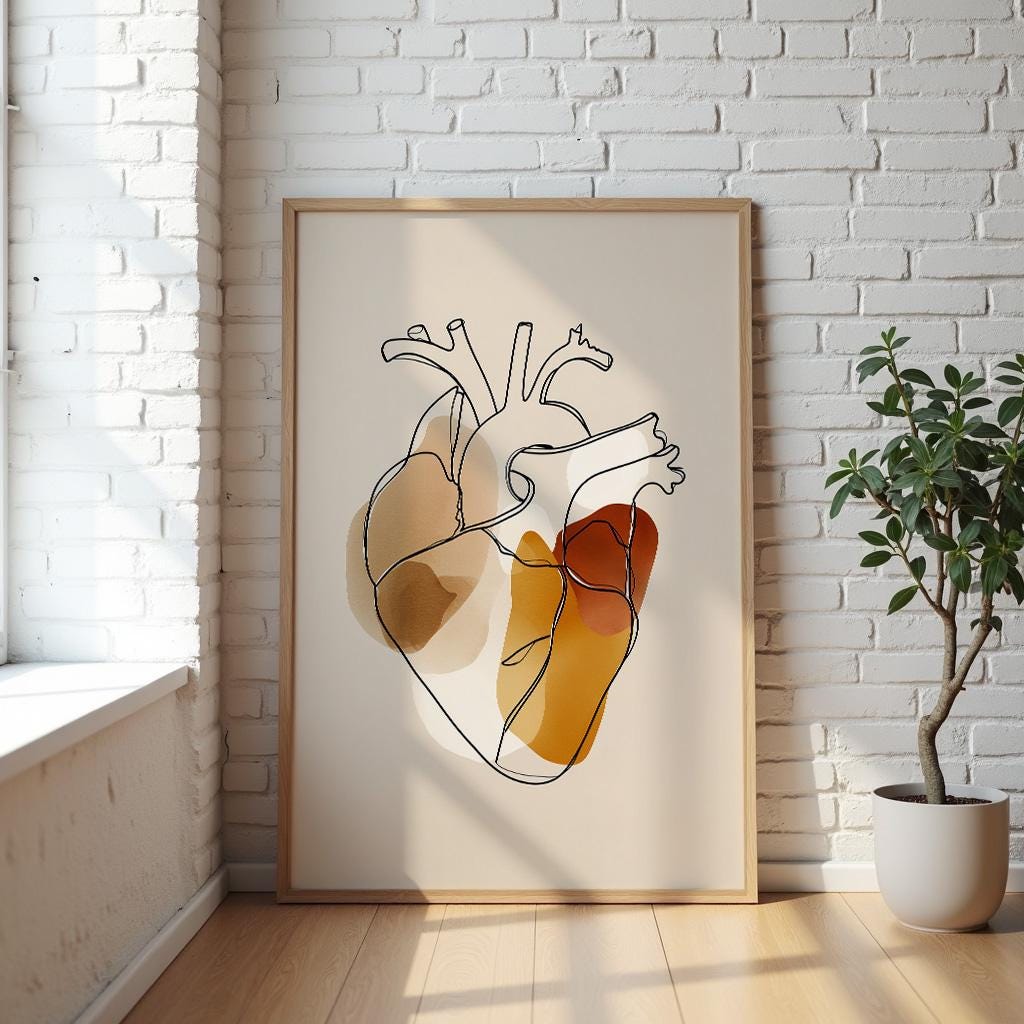 Anatomical Heart Art, Human Heart Anatomy Print, Medical Wall Art ...