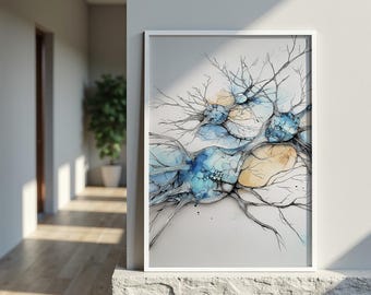 Synapse Wandkunst, Gehirn Wandkunst, Neurologie, Neuron Kunst, Neurowissenschafen, Neuropsychologie Geschenk