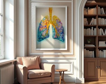 Lungs Art Print, Science Decor, Pulmonologist Gift, Lungs Poster, Anatomical Lungs, Watercolor Lungs Art
