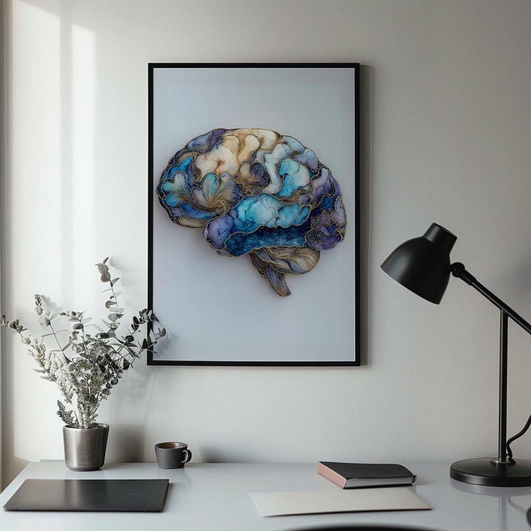 Abstract Brain Anatomy Watercolor Print: Neurology Art, Brain Poster ...