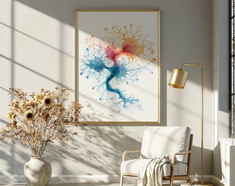 Cognitive Therapy Art, Psychology Prints, Nervous System Art, Psychiatry Office Décor, Therapist Office Art, Vagus Nerve Art, Synapse Art