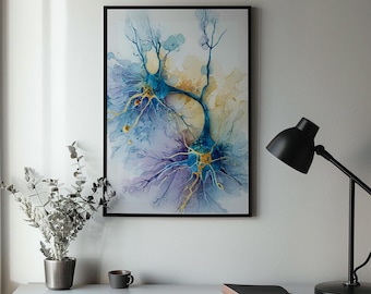 Arztpraxis-Dekoration, Kunstdruck Neurologie, Abstraktes Synapsen-Wandbild, Druck des Nervensystems, Synapsen-Druck, Neuro-Kunst, Vagusnerv-Kunst
