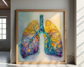 Lungs Art Print, Science Decor, Pulmonologist Gift, Lungs Poster, Anatomical Lungs, Respiratory Poster