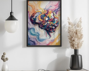 Brain Wall Art, Psychology Gift, Doctor Office Decor, Neurology Art, Neurographic Art, Medical Wall Art Digital Download, Brain Picture