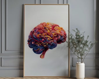 Abstract Human Brain Art, Modern Medical Office Wall Art, Brain Poster,Neuroscience gift, Psychology Art, Therapist Office Art, Flower Brain