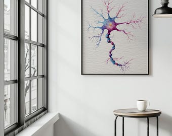 Synapsen-Wandkunst, zeitgenössischer Kunstdruck zum Thema Neurologie, Psychologie-Dekoration, Kunst zum Vagusnerv, medizinische Kunst, Kunst zum Thema Neurologie, Kunst zum Nervensystem