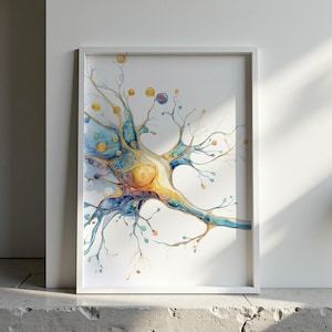 Synapse Art – Psychology & Nervous System Anatomy Printable Wall Art | Medical Anatomy Digital Print